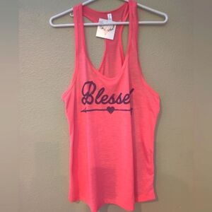NWT Reserved "Blessed" fushia Pink work out tank from boutique 1XL